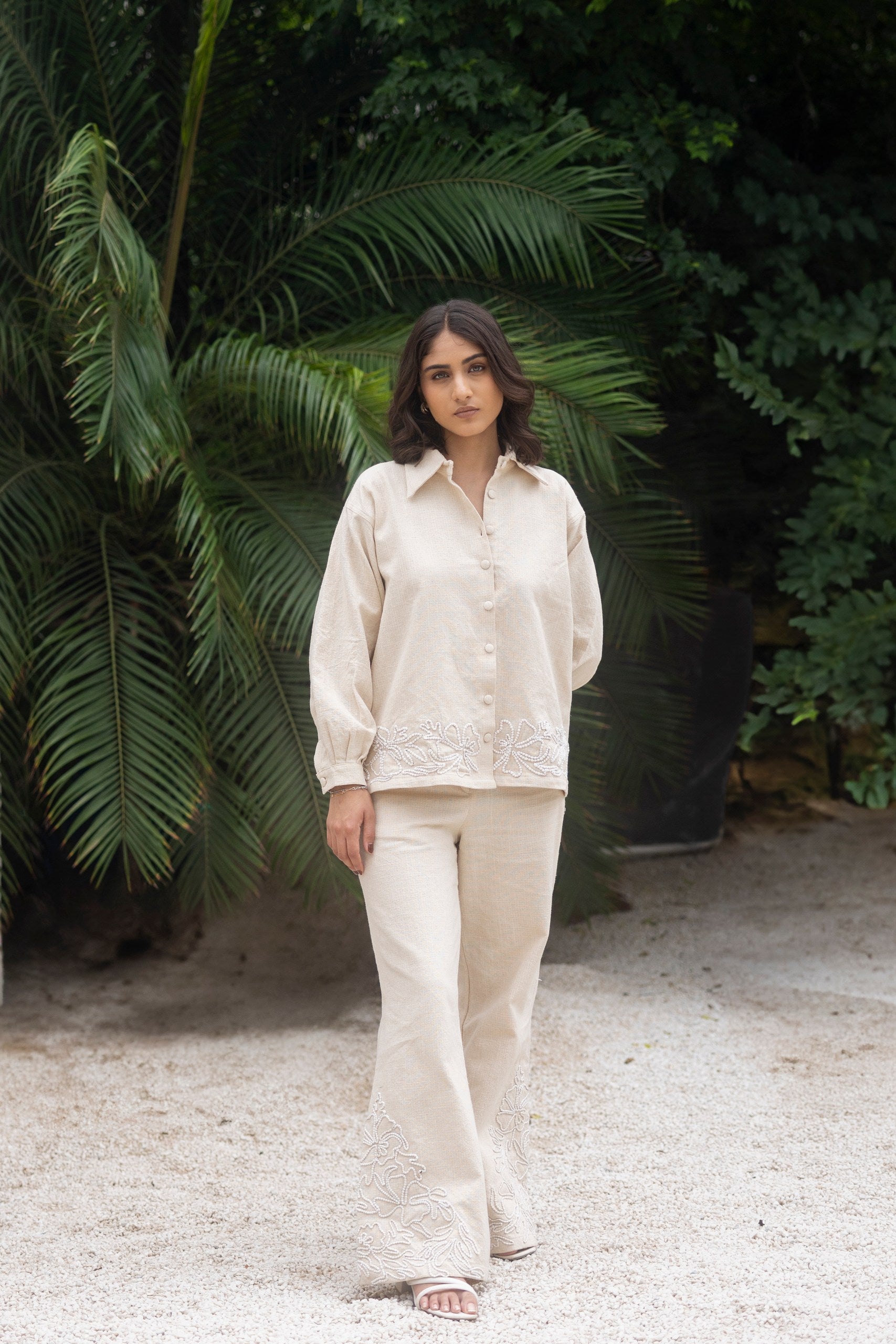 Chic White Embroidered Set